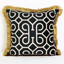 GobekUsa Geometric Fringed Lumbar Pillow Case, Luxe Sofa Pillow Cover 30x50cm