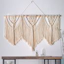 GobekUsa Large Hand-Woven Macrame Wall Hanging Tapestry with Wooden Stick & Tassels