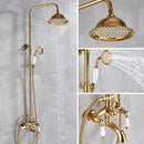 GobekUsa Gold Brass Shower Faucet Set with Tub Spout and Dual Handles