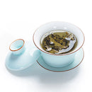GobekUsa Celadon Tea Tureen & Flower Gaiwan Kung Fu Tea Set 140ml Puer Kettle