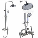 GobekUsa Brushed Nickel Shower Faucet Set with Rainfall Shower Head & Hand Held Mixer