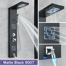 GobekUsa LCD Black LED Rainfall Shower Panel with 5 Massage Jets Wall Mount