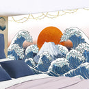 GobekUsa Kanagawa Waves Hanging Tapestry: Boho Sun Wall Tapestries, Bedspread, Yoga Mat
