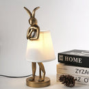 GobekUsa Bathing Rabbit Resin Table Lamp for Living Room and Bedroom Decor