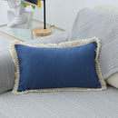 GobekUsa Boho Style Tassel Pillow Cover Set for Sofa Bed, Beige Grey Blue Yellow
