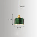 GobekUsa Green Glass LED Chandelier: Minimalist Brass Hanging Lights