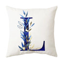GobekUsa Blue Alphabet Flower Letter Pillowcase for Home Decor