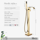 GobekUsa Gold Bathtub Faucet Set Hot Cold Water Shower Mixer Tap Waterfall Floor Stand