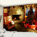 GobekUsa Christmas Fireplace & Tree Tapestry Wall Hanging