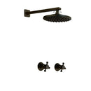 GobekUsa Antique Brass Round Wall Mounted Rainfall Shower Faucet Set with 2 Handles