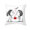 GobekUsa Love Heart Sketch Couple Pillow Cover 45X45CM Peah Skin Print