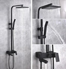 GobekUsa Black Brass Shower Set with Tub Faucet - Rainfall Bath Mixer for Bathtub