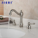 GobekUsa Dual Handle Nickel Brush Bathroom Sink Tap Swivel Spray Mixer Faucet