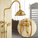 GobekUsa Gold Brass Jade Bath Shower Set Wall Mounted Rainfall Hand Shower Faucet