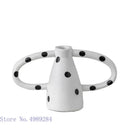 GobekUsa Ceramic Vase with Black and White Spots | Abstract Wave Point Design
