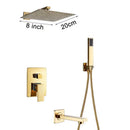 GobekUsa Gold Rain Shower Bath Faucet Wall Mounted Shower Set