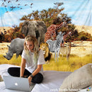 GobekUsa Lion Tapestry African Grassland Animals Cartoon Wall Hanging Blanket