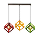 GobekUsa Geometric Cube Pendant Lights Trio Metal Shades Square Ceiling Lamps