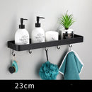 GobekUsa Black Aluminum Bathroom Shower Shelf with Hook Bar and Shampoo Holder