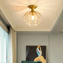 GobekUsa Gold Crystal Round Ceiling Chandelier for Living Room LED Light Fixtures