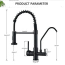 GobekUsa Black Pull Down Pure Water Kitchen Faucet Swivel Hot Cold Water Taps