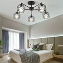 GobekUsa Black Iron Cage Chandelier: Adjustable Spider Design Modern Ceiling Lamp