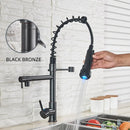 GobekUsa LED Kitchen Faucet Pull Down Mixer Tap Hot Cold Water Vessel Sink Brass