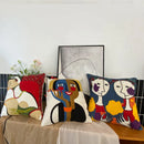 GobekUsa Abstract Embroidery Pillowcase 45x45cm Picasso Decorative Throw Pillows Sofa & Car