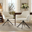 Velvet Swivel Dining Chairs, Set of 2 — Reclining Ergonomic Seats with Metal Legs