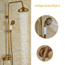 GobekUsa Antique Brass Wall Mount Shower Faucet with Hand Shower, 8" Rain Shower Head