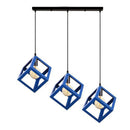 GobekUsa Geometric Cube Pendant Lights Trio Metal Shades Square Ceiling Lamps