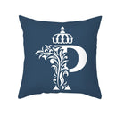 GobekUsa Blue Letter Pillowcase Solid Color Fleece Sofa Cushion, 45x45CM