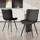 Upholstered Dining Chairs Set of 2 — Modern Armless PU Leather Side Chairs with Metal Legs, Black