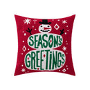 GobekUsa Christmas Embroidered Cushion Cover 45x45cm - Red Green Santa Snowflake Deer Snowman