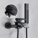 GobekUsa Black Wall Mount Bathtub Shower Faucet with Waterfall Spout