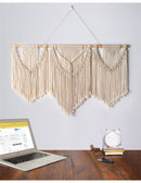 GobekUsa Large Hand-Woven Macrame Wall Hanging Tapestry with Wooden Stick & Tassels