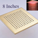 GobekUsa Gold LED Square Rainfall Shower Head for Bathroom Faucet - Top Sprayer