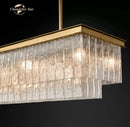 GobekUsa LED Glace Rectangular Chandelier Light for Dining Kitchen Living Room