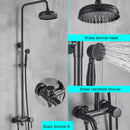 GobekUsa Black Bathroom Shower Faucet Mixer with 8" Rainfall Shower, Wall Mount Tub Spout