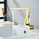 GobekUsa Gold & White Basin Faucet: Modern Brass Mixer Tap for Bathroom Sink