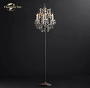 GobekUsa LED Rococo Crystal Iron Floor Lamp Chandelier, Modern Standing Candle Light