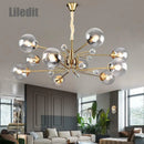 GobekUsa Gold Glass Ball Chandelier LED Lighting for Living Room, Kitchen, Bedroom