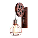 GobekUsa Industrial Pulley Wall Lamp Adjustable Sconce Light Fixture Loft Cafe Bar