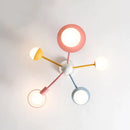 GobekUsa Kids Nordic Glass Chandelier LED Ceiling Light - Blue Pink Cartoon Theme