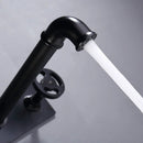 GobekUsa Black Wall Mounted Dual Handle Basin Faucet Industrial Style Mixer Tap