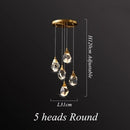 GobekUsa Diamond Crystal LED Chandelier, Brass Ceiling Pendant Light for Dining Room