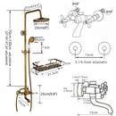 GobekUsa Brass Antique Dual Handle Shower Faucet Set with Handshower Shelf
