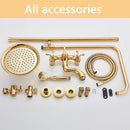 GobekUsa Gold Brass Shower Faucet Set with Tub Spout and Dual Handles