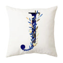 GobekUsa Blue Alphabet Flower Letter Pillowcase for Home Decor