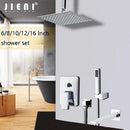 GobekUsa 8/16 Inch Chrome Shower Set with Rainfall Head, Ceiling Mount Mixer, Brass Faucet